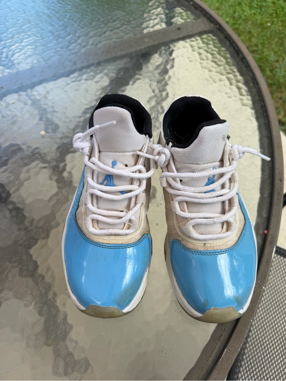 Jordan Kids Blue and White Sneakers with Black Collar